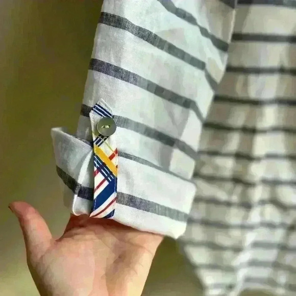 John Mark 100% linen floral embroidered button front blouse sz. XL coastal boho - Picture 7 of 9